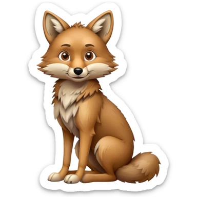 Coyote, Disney-style, full body sitting  sticker