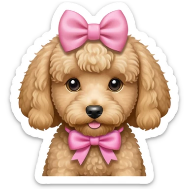 Micro mini goldendoodle with pink bow sticker