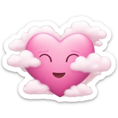 Pink heart with cute clouds sticker