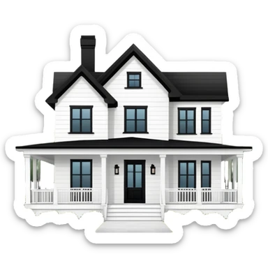 A white two story house with a modern farmhouse aesthetic  sticker