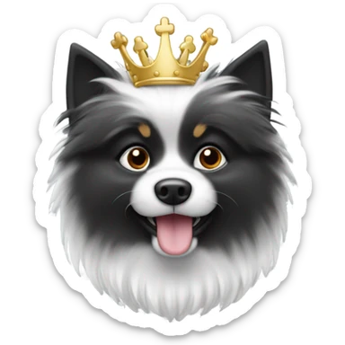 Spitz nain blanc et noir avec couronne sticker