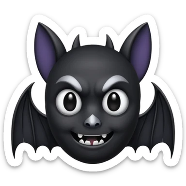 goth bat emoji with dark wings and silver piercings sticker