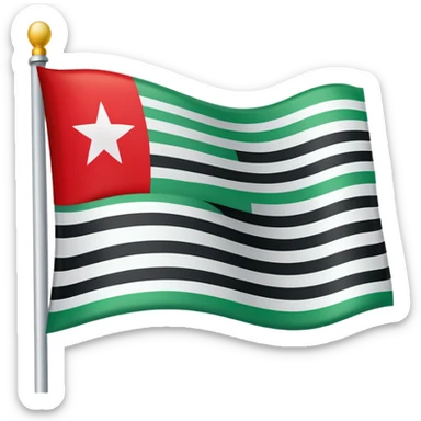 Flag with green and the top white background and red stars in the middle and black at the bottom sticker