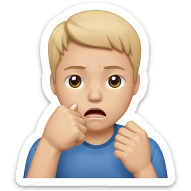 Sob emoji holding fist over mouth sticker