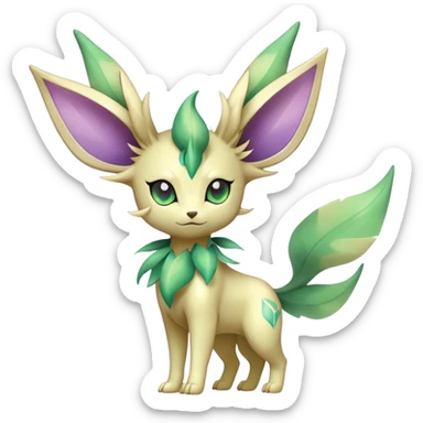 Shiny Cool Sparkly Cute Ethereal Leafeon-Espeon-Fakemon-hybrid-fusion- full body sticker