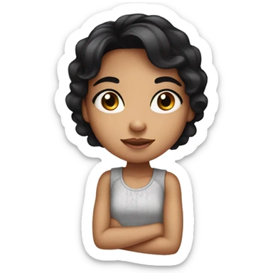 Cute hispanic girl with big eyes and black hair sticker