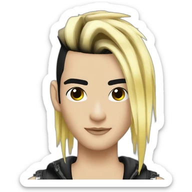 Bill Kaulitz black hair down with blonde highlights emo sticker