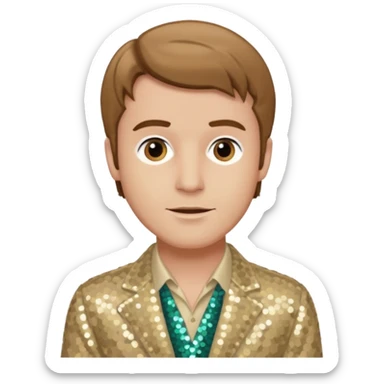 Jeremy Slate, Actor (1926-2006) with light brown hair, beige sequin outfit sticker