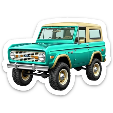 turquoise green classic ford bronco sticker