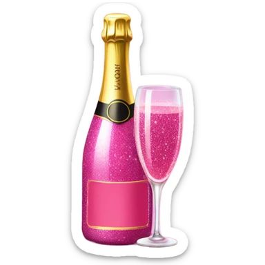Hot pink glittery champagne  sticker