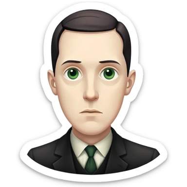 writer Lovecraft throwing dice, dramatic pose sticker