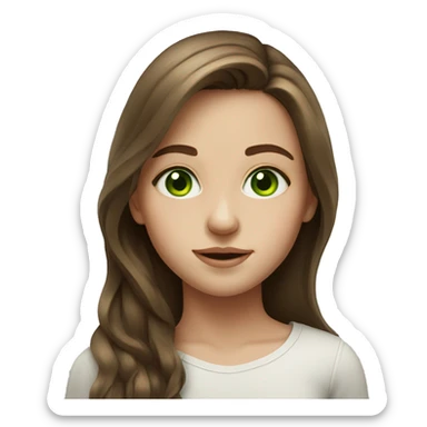 realistic portrait of girl with green eyes long brown hair sticker