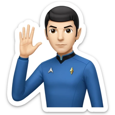 Spock making the Vulcan salute in Starfleet blue uniform (Star Trek) sticker