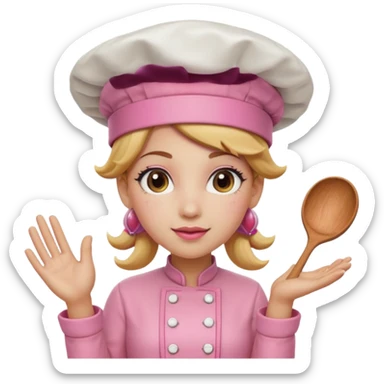 Pink chef hat princess peach with a hand sticker
