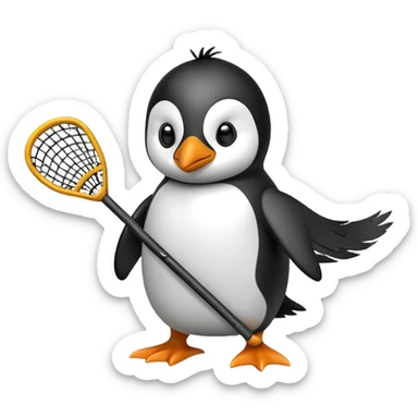 Penguin playing lacrosse  sticker