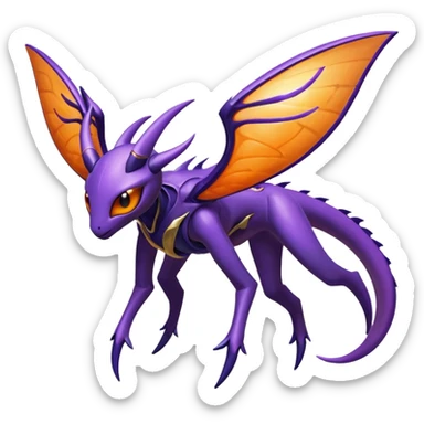 Shiny celestial divine flying ethereal gloomy dusky eldritch Genesect-Lunala-hybrid-fantasy-creature sticker