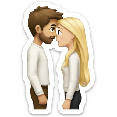 Passionate Kiss, blonde girl and brunette boy, both white sticker