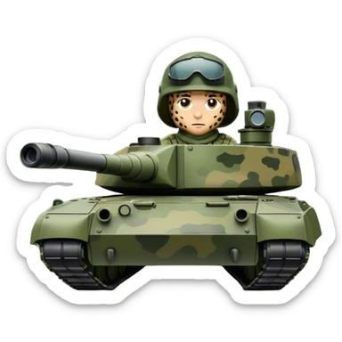 Leopard 2A7 (2021) – Cinematic-realistic Leopard 2A7 tank, its sleek, dark-green camo frame moving through a dense forest. The tank commander peers through binoculars as the 120mm gun elevates slightly, its thick armor reflecting the flickering light of an overcast sky, while rain drips off its reinforced turret. sticker