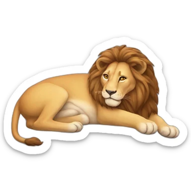 supine lion playing sticker