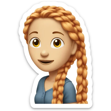 White girl long blond hair in braids, white girl red hair  sticker