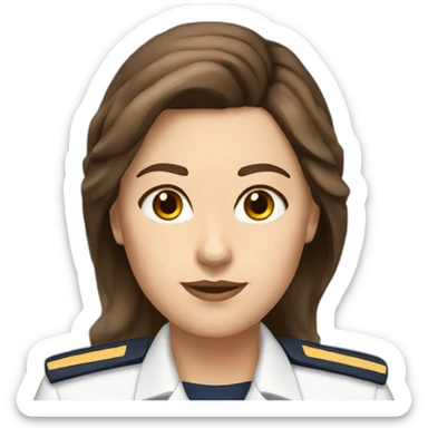 White female airline pilot with brown hair and brown eyes sticker