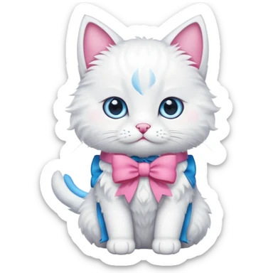 White cat with pink bow sticker