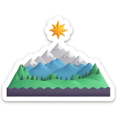 simple eight-pointed star with wide points, with only a basic mountain silhouette on it sticker