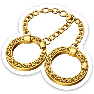 Golden hand cuffs on gold chains sticker