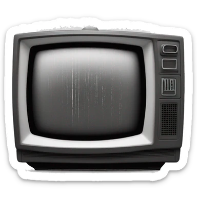 old crt tv with black and white glitchy static on the screen sticker