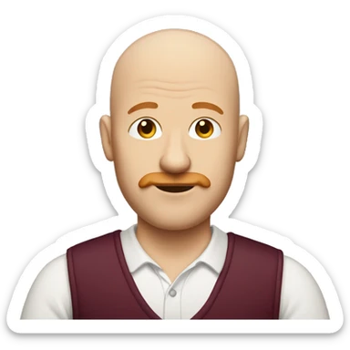 bald man with ginger moustache and a wine casual outfit sticker