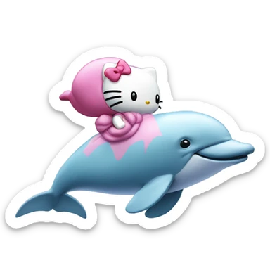 Hello kitty on a dolphin  sticker