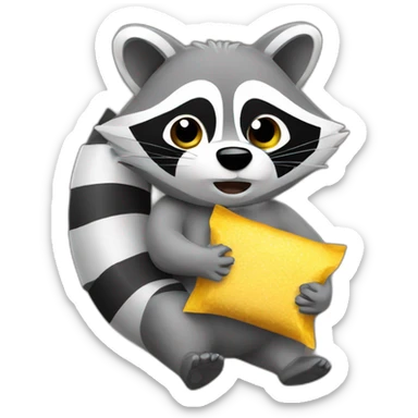 Raccoon with a seatbelt on eating a packet of crisps sticker