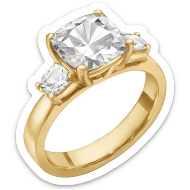 Cushion cut diamond gold ring sticker