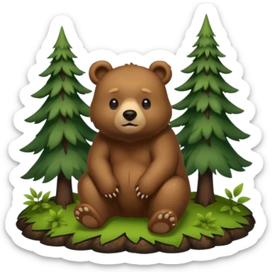 Bear pooping in the woods  sticker