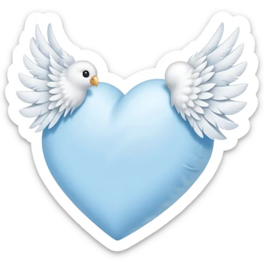 light sky blue heart with one wing sticker