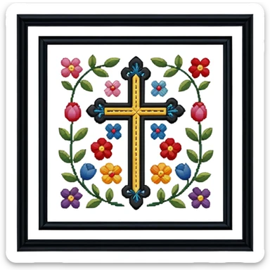 Framed cross-stitch sticker