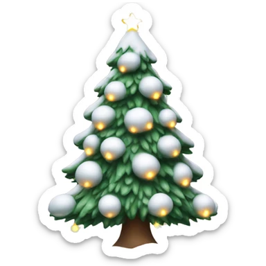 christmas tree with warm lights and snow covering it sticker