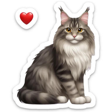 Maine coon holding a heart in its paws sticker