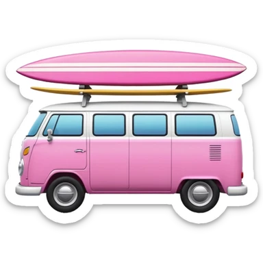 pink van with a surf board on it sticker