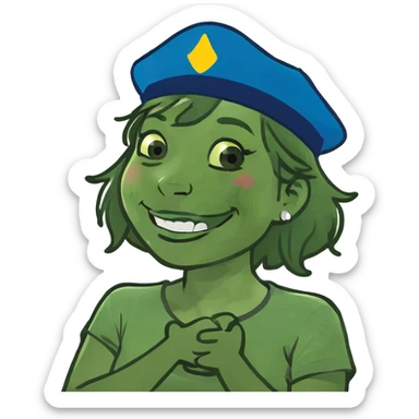 Arms crossed holding neck laughing girl sticker
