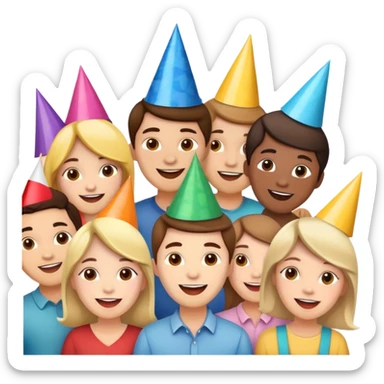 group of people wearing hats, cheerful expressions sticker