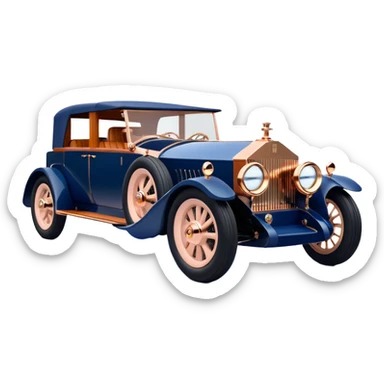 dark blue led lights hot rod nazi 1927 delicately inlaid rose gold wood barrel accents Scrooge McDuck’s chauffeur driven Rolls Royce futuristic electric plasma motors and dynamos with wide racing wheels that are strong agility advanced suspension and steering sticker