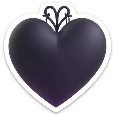 3D style black heart with a goth aesthetic, dark and glossy, subtle gothic details sticker