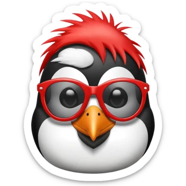 Penguin • High-Realism 3D Rendering
• Sunglasses with Red Frames
• Small Tuft/Lock of Hair on the Head sticker