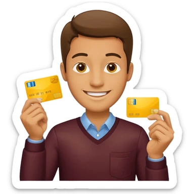 man with yellow debit card sticker