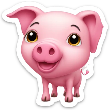 pink heart with a piglet sticker