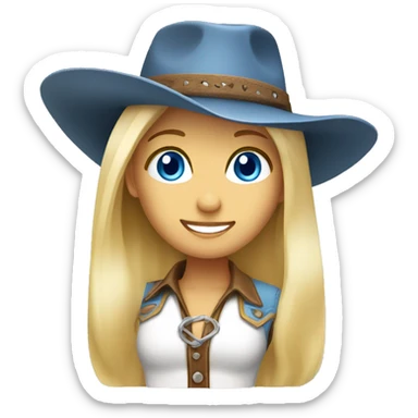 Blonde blue eyed wearing cowboy hat lady sticker