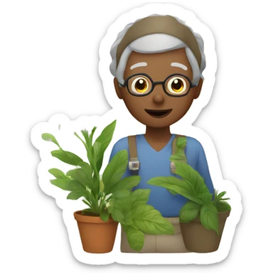 grandparents with plants sticker