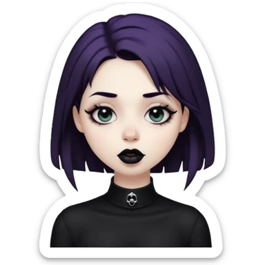 Goth girl with her eyes rolled up and towards her nose and her tongue sticking out doing uwu face sticker