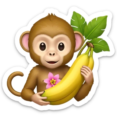 Banana Monkey Green Pink Yellow sticker